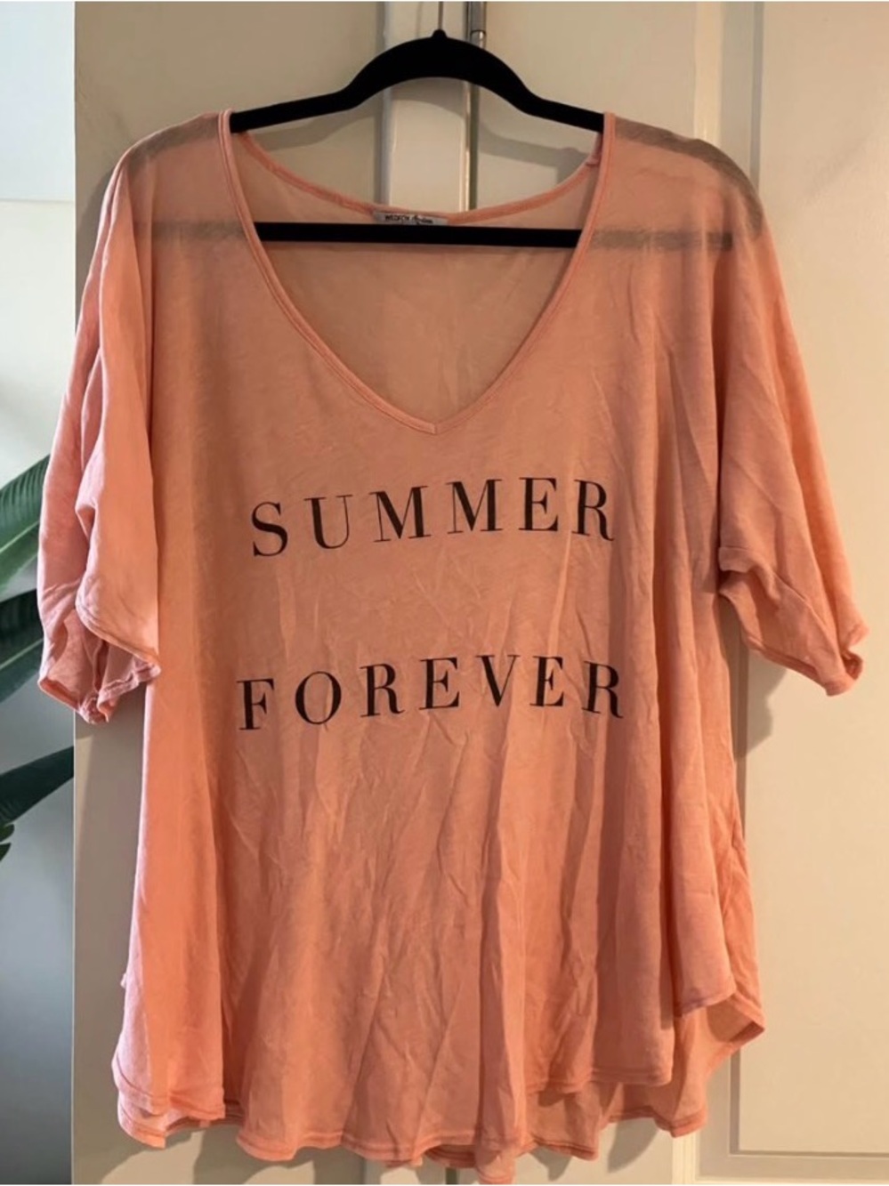 Wildfox Oversized Peach 'Summer Forever' V-Neck Tee